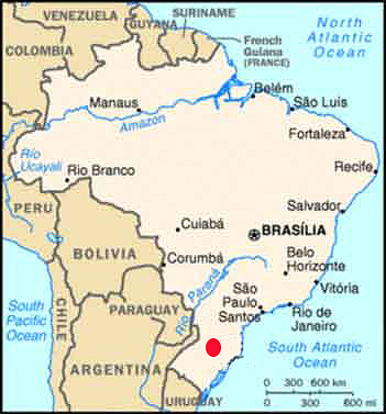 Brazila - Chapeco me rauum punkti - ttu og fu betra kort af Brazilu